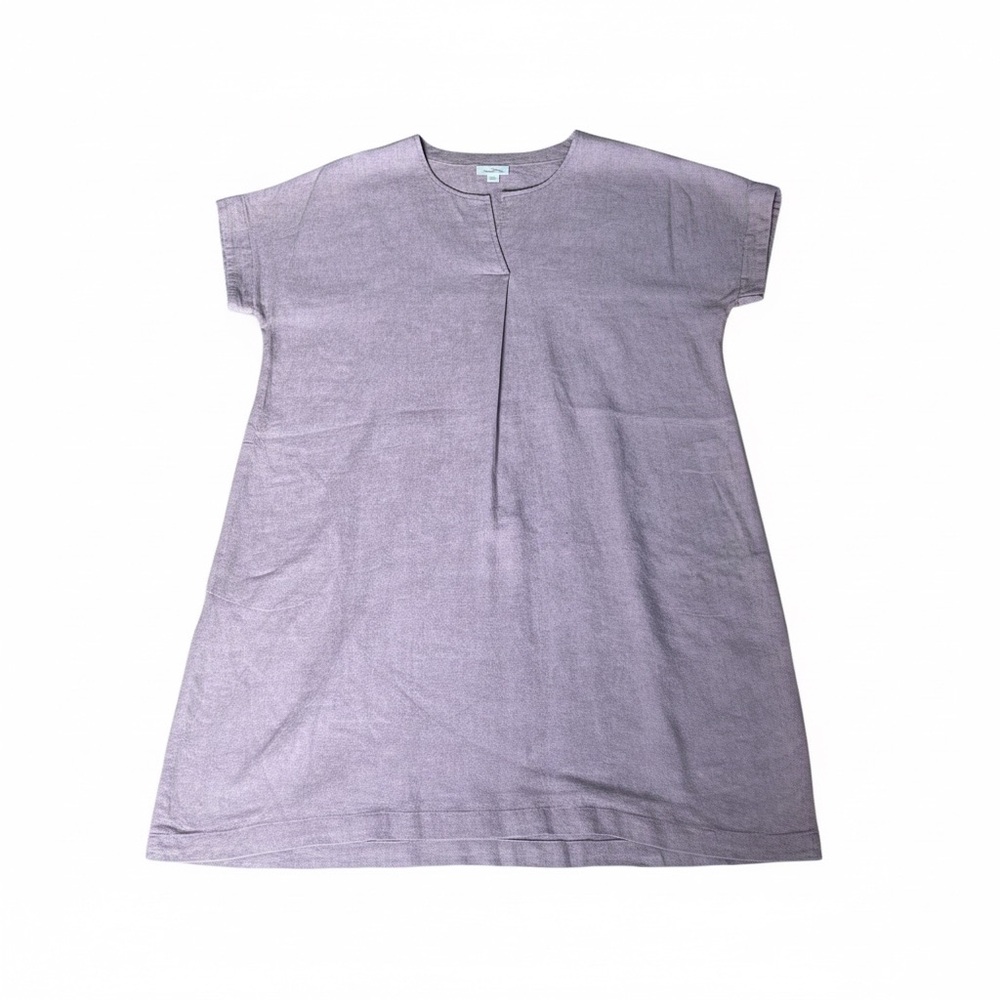 Pure Jill Mauve Linen Blend Split Neck Shift Dress, Small